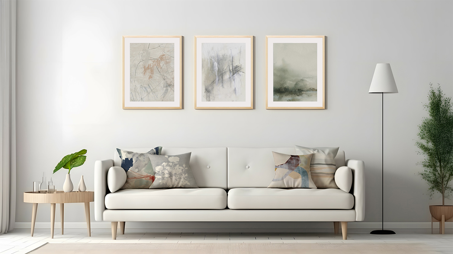 4 pillows on a couch